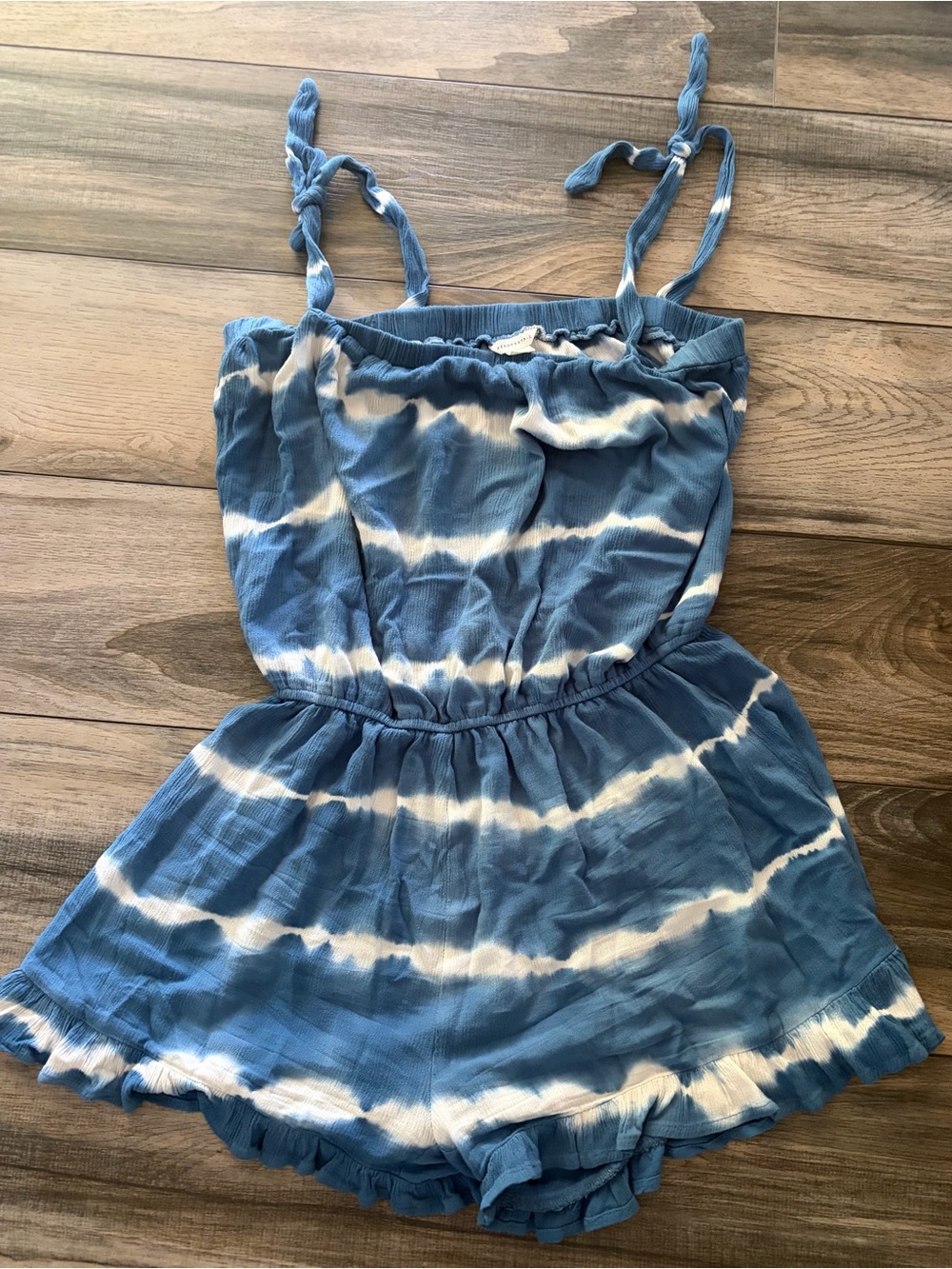 Aeropostale Blue and White Tie-Dye Casual Romper